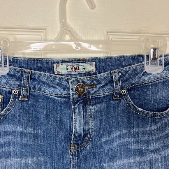 Y2K YMZ Lace Sequins Trim Mini Denim Skirt Size 11 - Picture 4 of 11